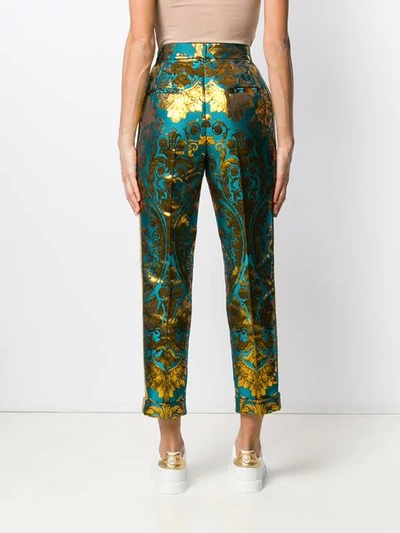 Shop Dolce & Gabbana Slim Jacquard Trousers In Blue