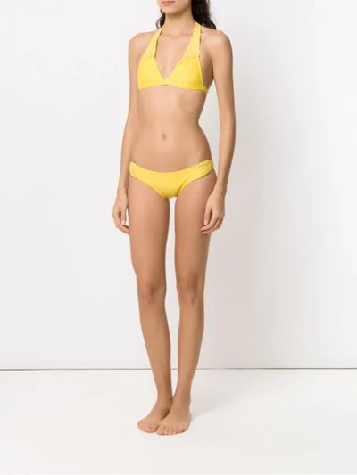 Shop Amir Slama Textured Triangle Top Bikini Set In Yellow