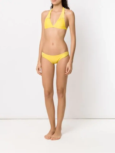 Amir Slama Textured Triangle Top Bikini Set In Yellow