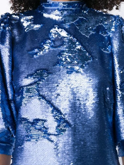 GANNI SHORT-SLEEVE MINI DRESS - 蓝色