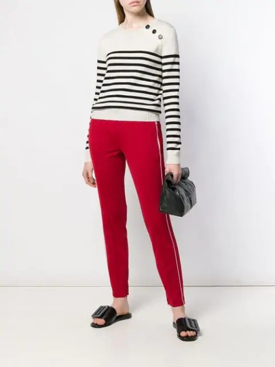 Shop Cambio Side Stripes Slim Fit Trousers In Red