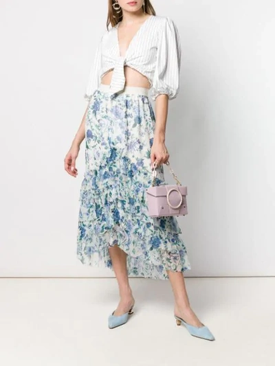 Shop Zimmermann Floral Frill Skirt - White