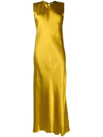 Shop Ann Demeulemeester Long Satin Dress In 018 Lemon