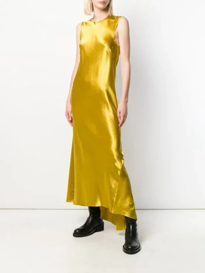 Shop Ann Demeulemeester Long Satin Dress In 018 Lemon