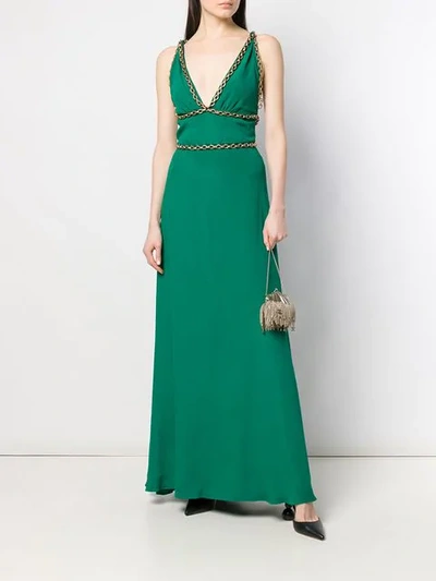 Pre-owned Balenciaga 2005 Chain Embellished Long Dress In Green