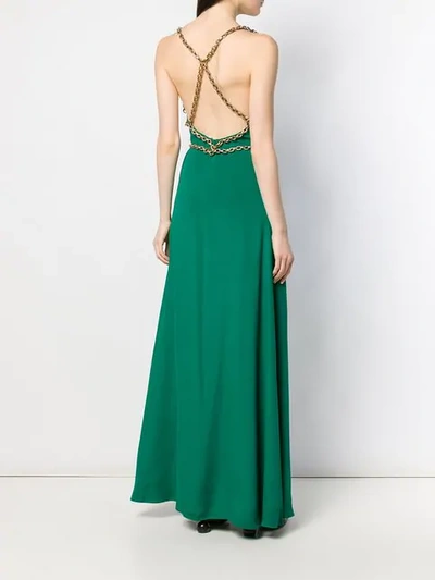 Pre-owned Balenciaga 2005 Chain Embellished Long Dress In Green