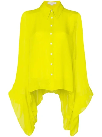 Shop Carolina Herrera Draped Silk Shirt In Yellow