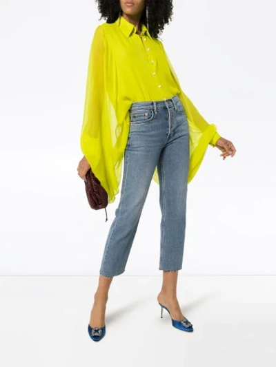 Shop Carolina Herrera Draped Silk Shirt In Yellow