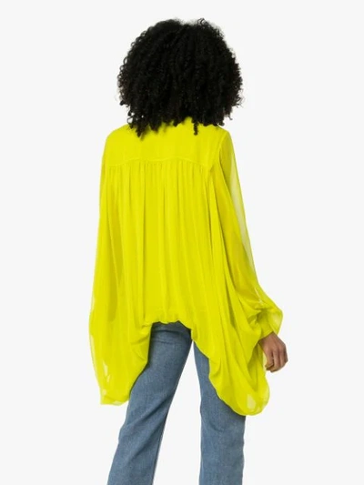 Shop Carolina Herrera Draped Silk Shirt In Yellow