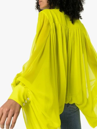 Shop Carolina Herrera Draped Silk Shirt In Yellow