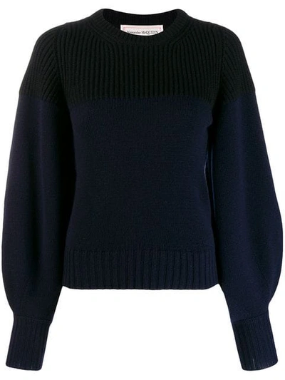 Shop Alexander Mcqueen Cashmere Balloon-sleeve Jumper In Blue