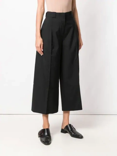 Shop Marni Cropped Wide-leg Trousers In Black