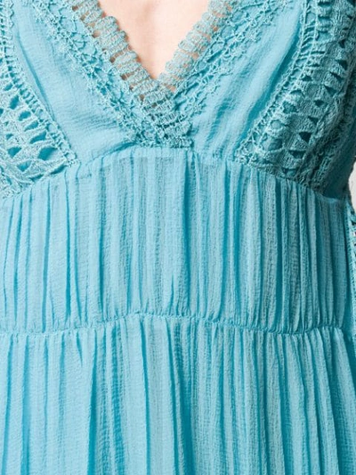 Shop Alberta Ferretti Embroidered Detail Empire Dress - Blue
