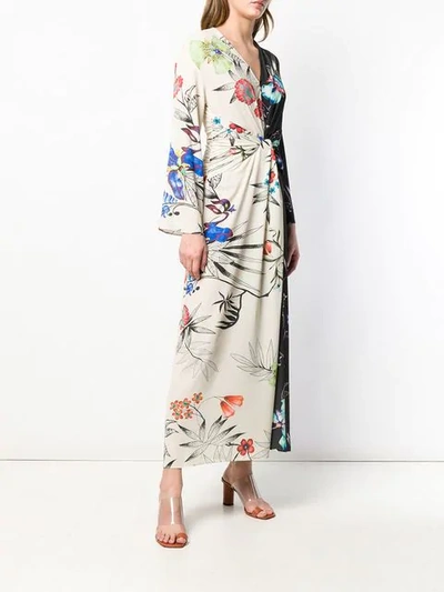 Shop Etro Floral Print Panelled Maxi Dress In Black