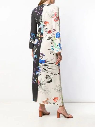 Shop Etro Floral Print Panelled Maxi Dress In Black