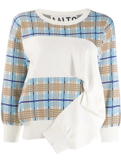 Shop Aalto Check Knitted Jumper In Blue