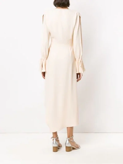 Shop Nk Asymmetric Midi Dress In Neutrals