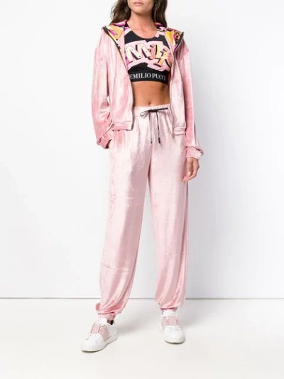 Shop Emilio Pucci Plush Zipped Hoodie - Pink