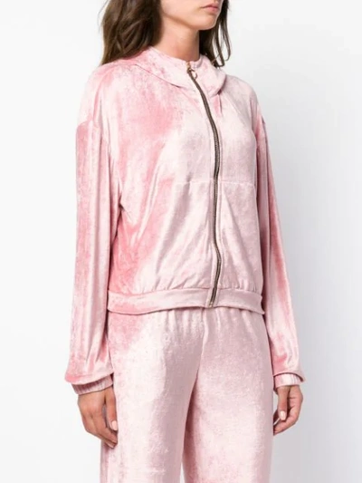 Shop Emilio Pucci Plush Zipped Hoodie - Pink