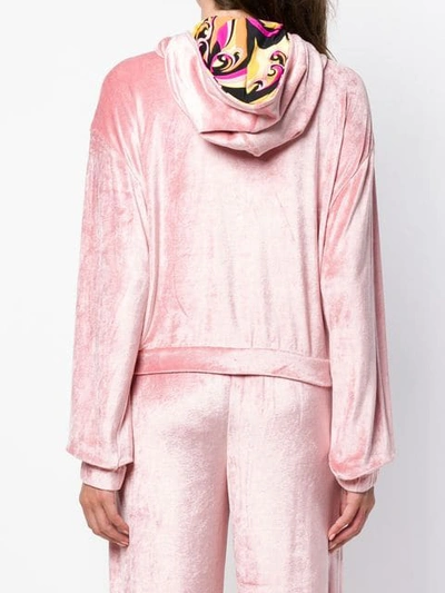 Shop Emilio Pucci Plush Zipped Hoodie - Pink