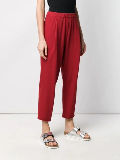 Shop Raquel Allegra Cropped High Waisted Trousers In Red