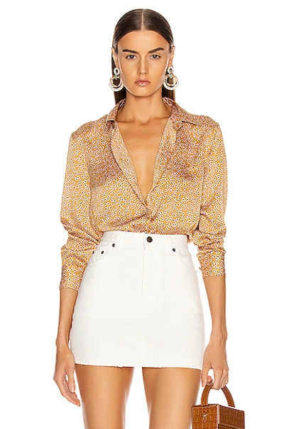 Shop Equipment Leema Pocket Top In Floral,yellow In Ocre Multi