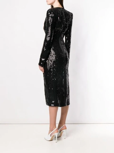 Shop David Koma Sequin Fitted Dress In Black