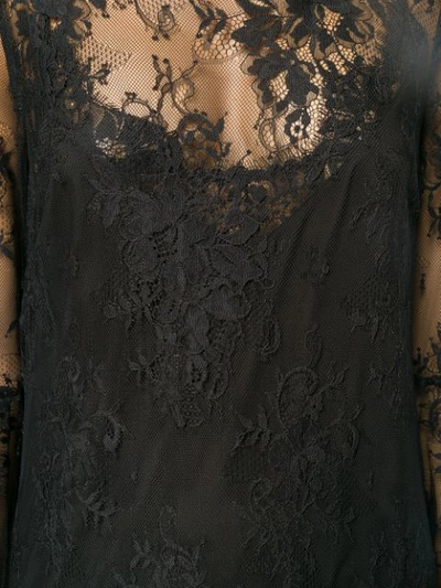Shop Blumarine Lace Embroidered Flared Dress - Black