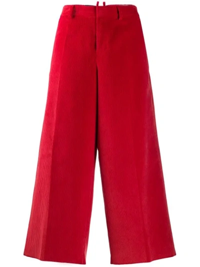 Shop Dsquared2 Cropped Corduroy Trousers In Red