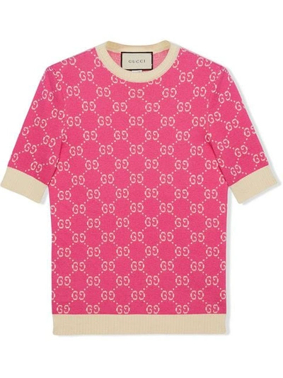 Shop Gucci Gg Jacquard Top In Pink
