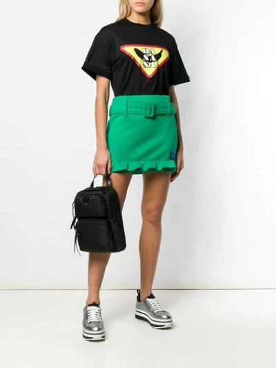 Shop Prada Belted Short Skirt In Green