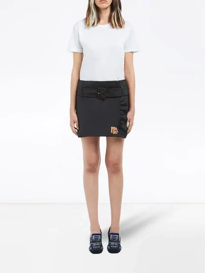 Shop Prada Ruffled Detail Mini Skirt In Black