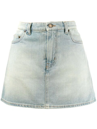 Shop Saint Laurent Denim Mini Skirt In 4605
