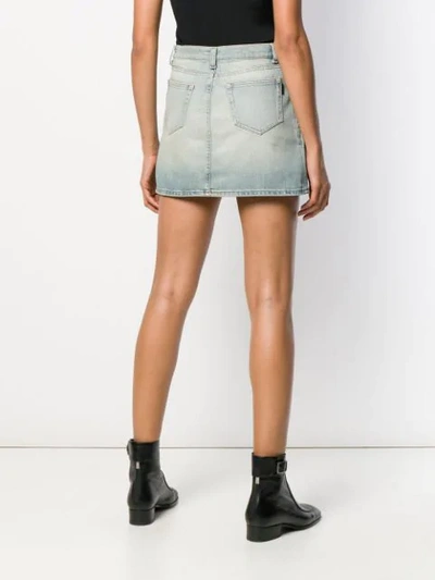 Shop Saint Laurent Denim Mini Skirt In 4605