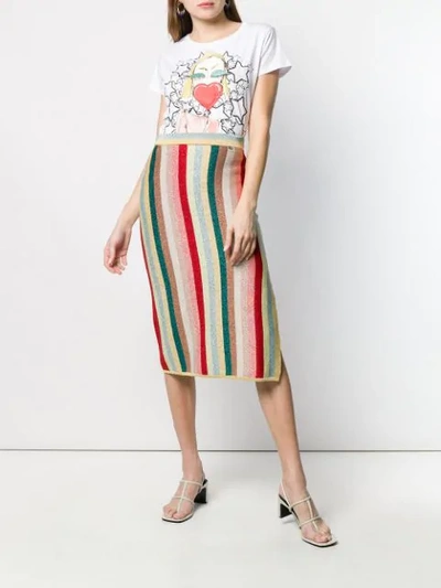 Shop Elisabetta Franchi Multicoloured Striped Skirt In Neutrals