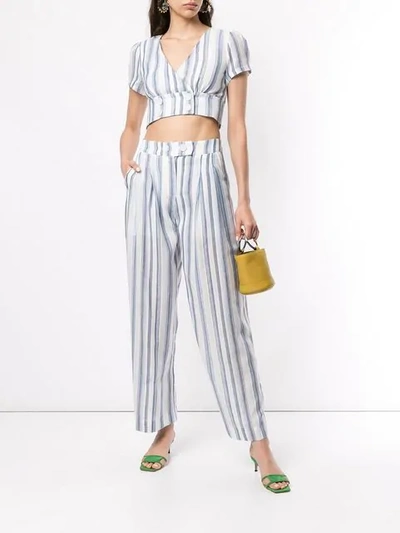 Shop Suboo Shoreline Striped Crop Top In White