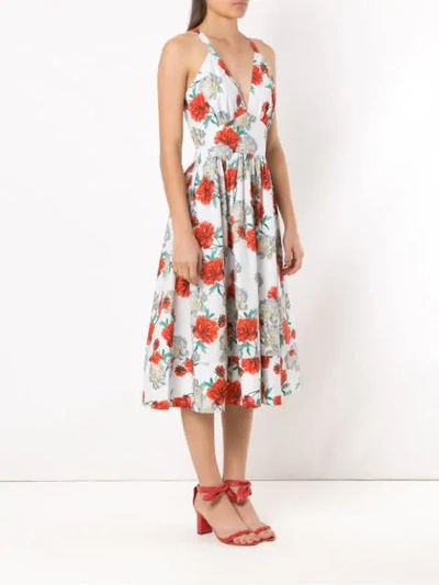 ANDREA MARQUES PRINTED MIDI DRESS - 白色