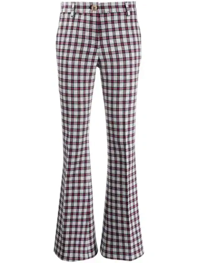 Shop Tommy Hilfiger Plaid Flared Trousers In Blue