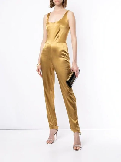 Pre-owned Chanel 1980s Sleeveless Jumpsuit In Bronze