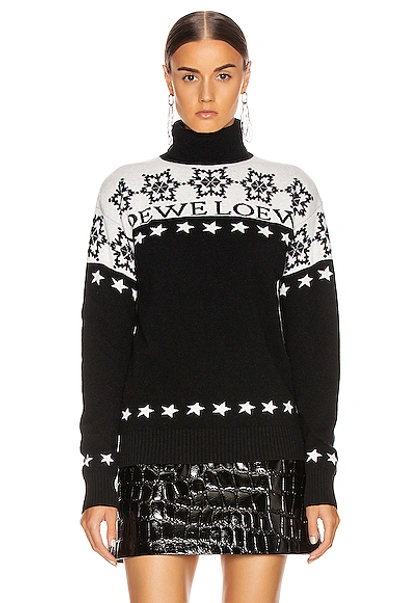 Shop Loewe Snowflake Turtleneck Sweater In White & Black