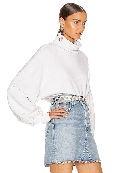 Shop Agolde Balloon Sleeve Turtleneck Sweatshirt In Plaster