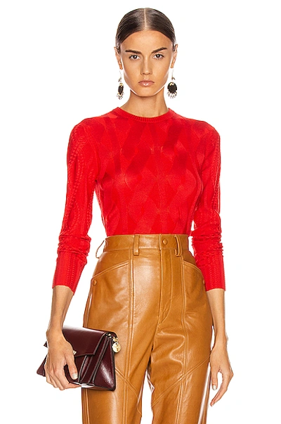 Shop Chloé Chloe Cable Knit Sweater In Red In Hot Orange