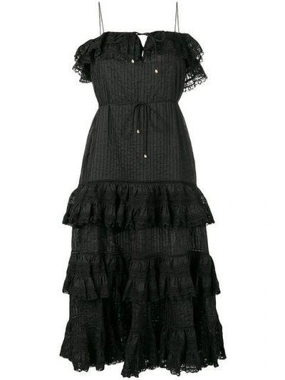 Shop Zimmermann Juniper Pintuck Tie Dress In Black