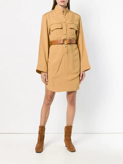 Shop Chloé Safari Shirt Dress In Brown