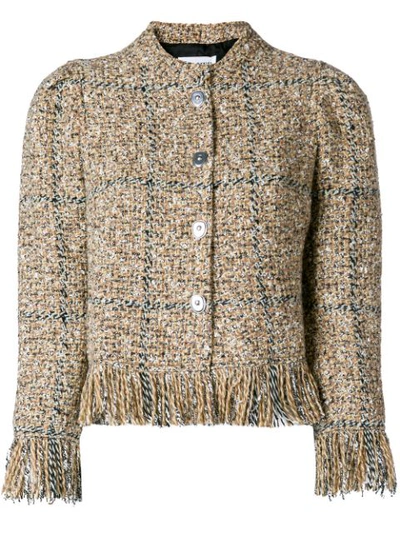 Shop Sonia Rykiel Tweed Button Jacket - Brown