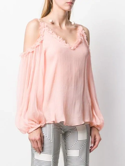 Shop Stella Mccartney Cold Shoulder Blouse In Pink
