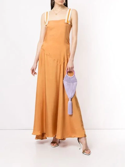 Shop Abadia Silk Twill Panel Dress In Orange