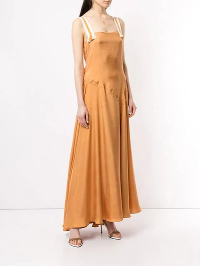 ABADIA 斜纹布拼接连衣裙 - 橘色