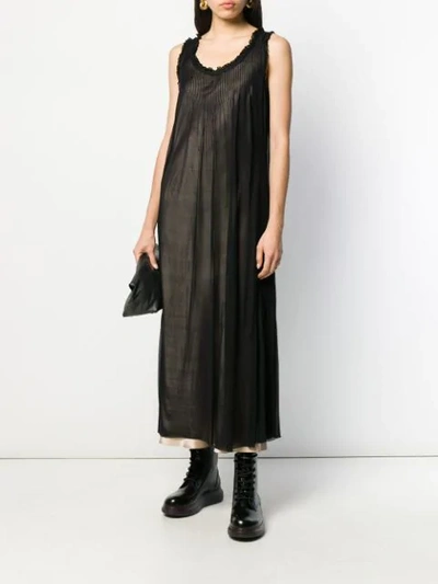 Pre-owned Issey Miyake Sleeveless Pleated Maxi Dress In Black
