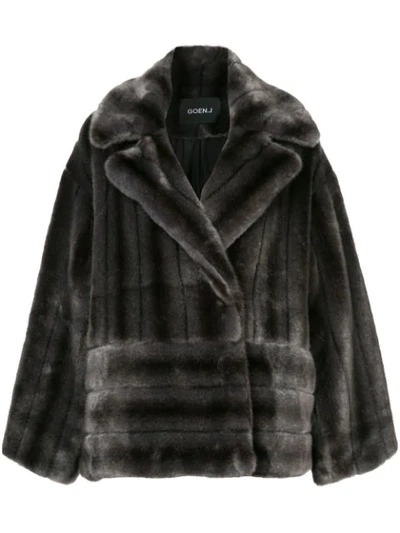 Shop Goen J Buttoned Faux-fur Jacket In Grey